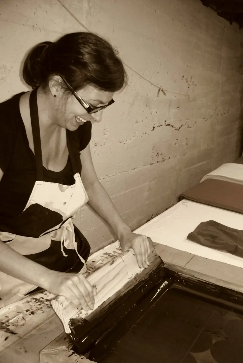 Nathalie Hall at work in her studio